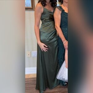 Birdy Grey Olive Green Shiny Satin Dress
